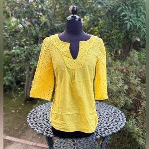 ☀️Fancy Tabitha Bright Yellow Eyelet Cotton  Blouse